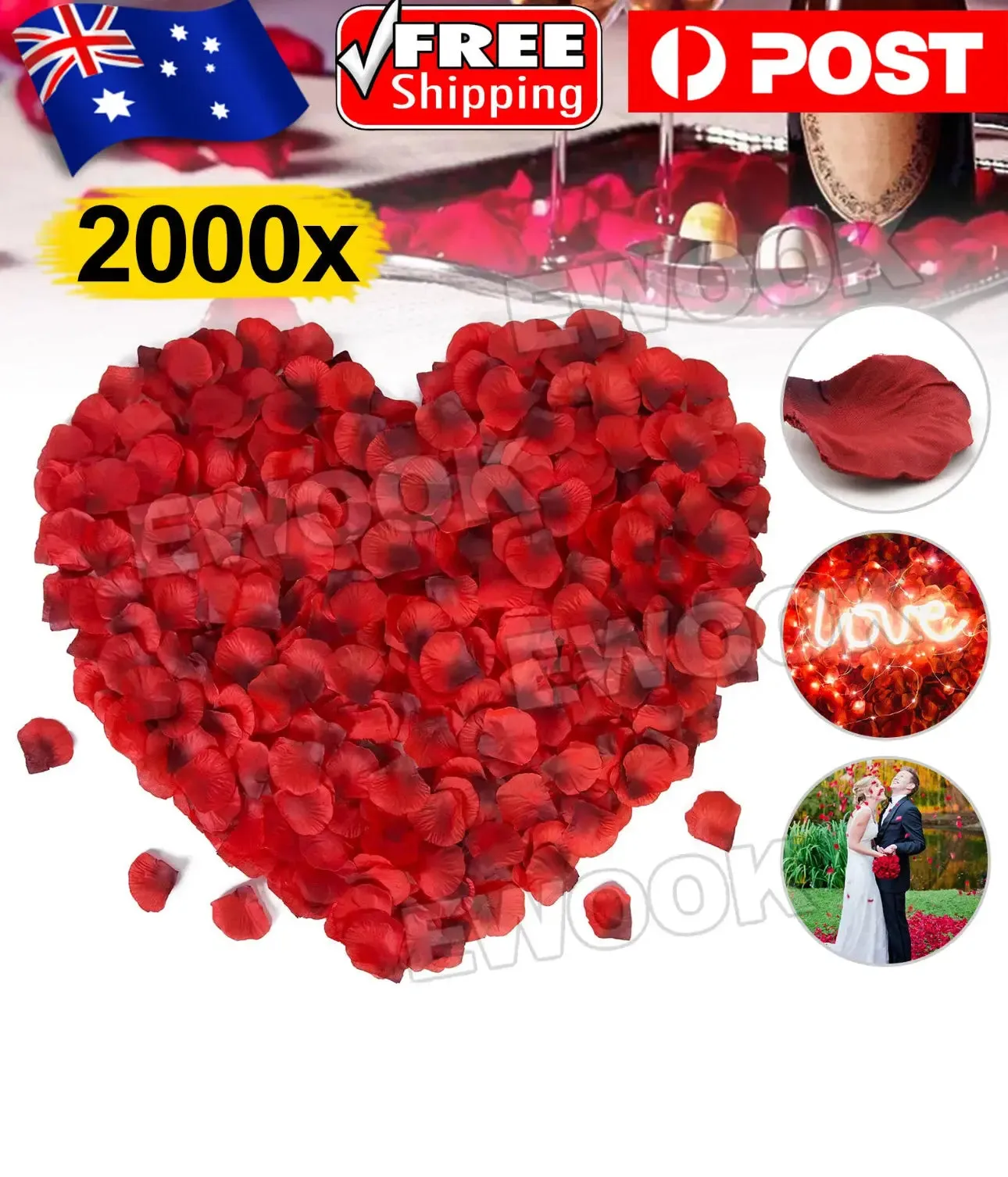 1000 Pcs/Pack Artificial Flower Rose Petals for Wedding Valentine's Day Decor