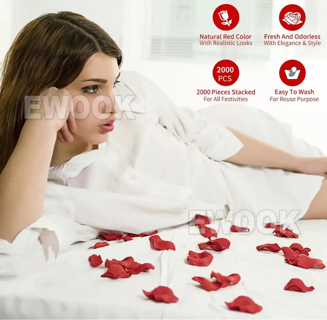 1000 Pcs/Pack Artificial Flower Rose Petals for Wedding Valentine's Day Decor