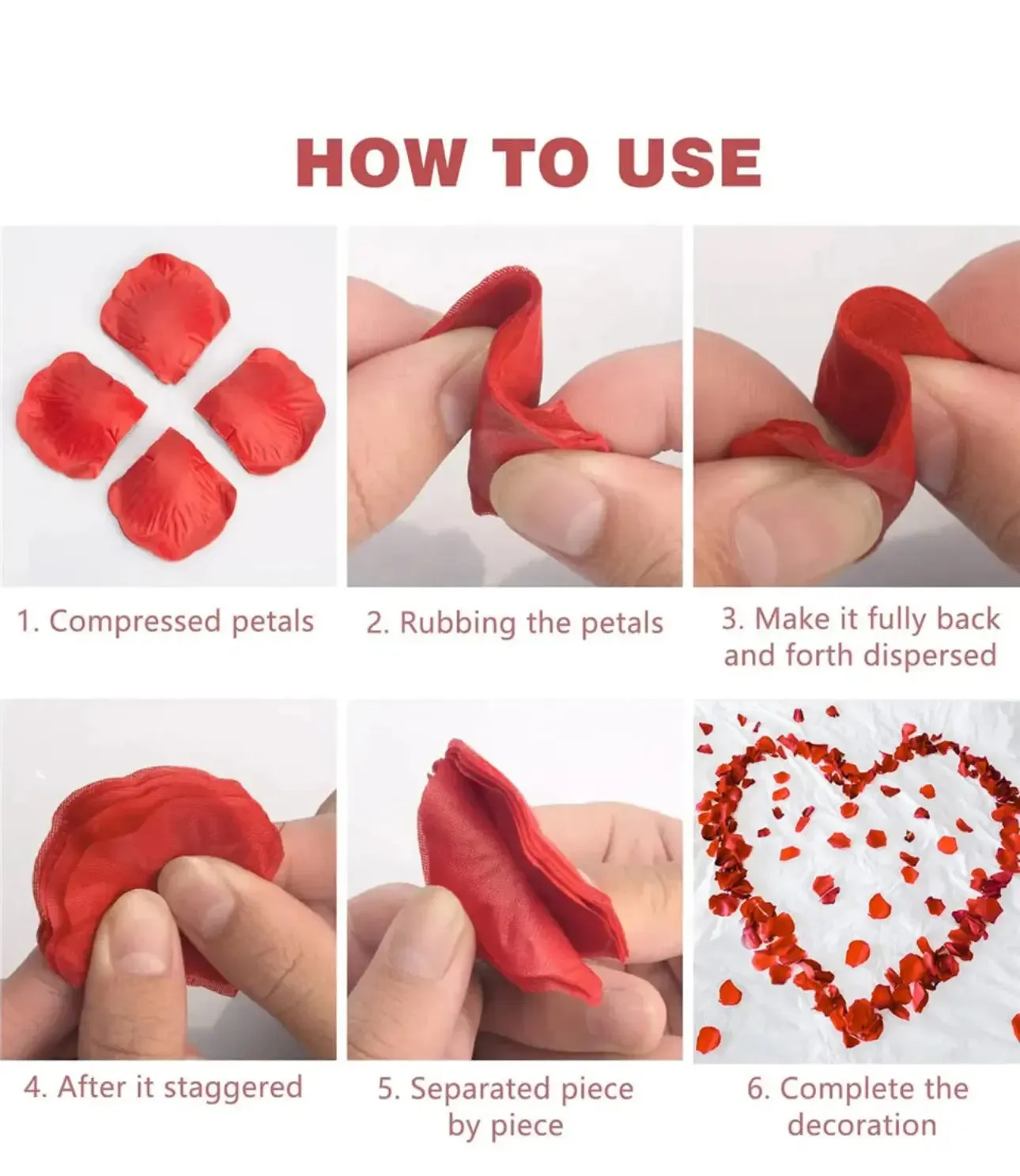 1000 Pcs/Pack Artificial Flower Rose Petals for Wedding Valentine's Day Decor
