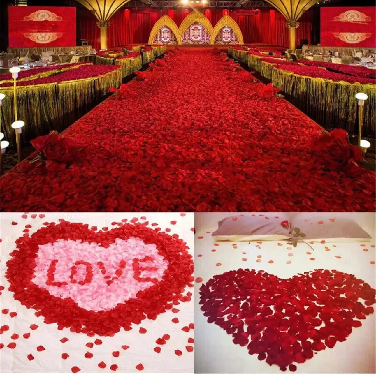 1000 Pcs/Pack Artificial Flower Rose Petals for Wedding Valentine's Day Decor