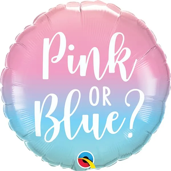 18" Pink Or Blue Ombre Foil Balloon