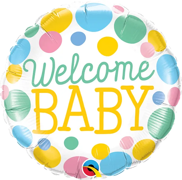 18" Welcome Baby Dots Balloon