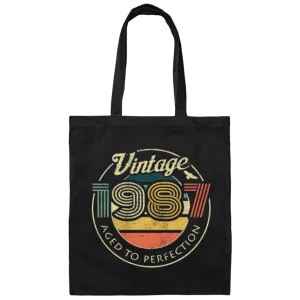 1987 Vintage Born In Retro Age Birthday Gift Idea Canvas Tote Bag
