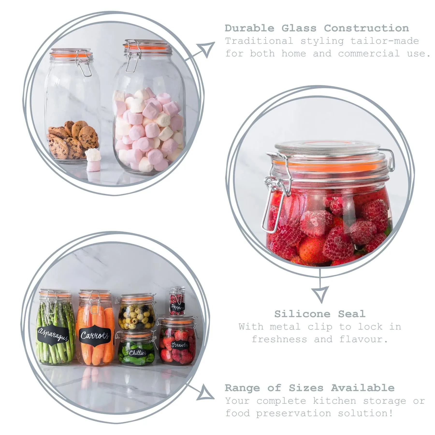 200ml Classic Glass Storage Jar   Four Free Coloured Seals