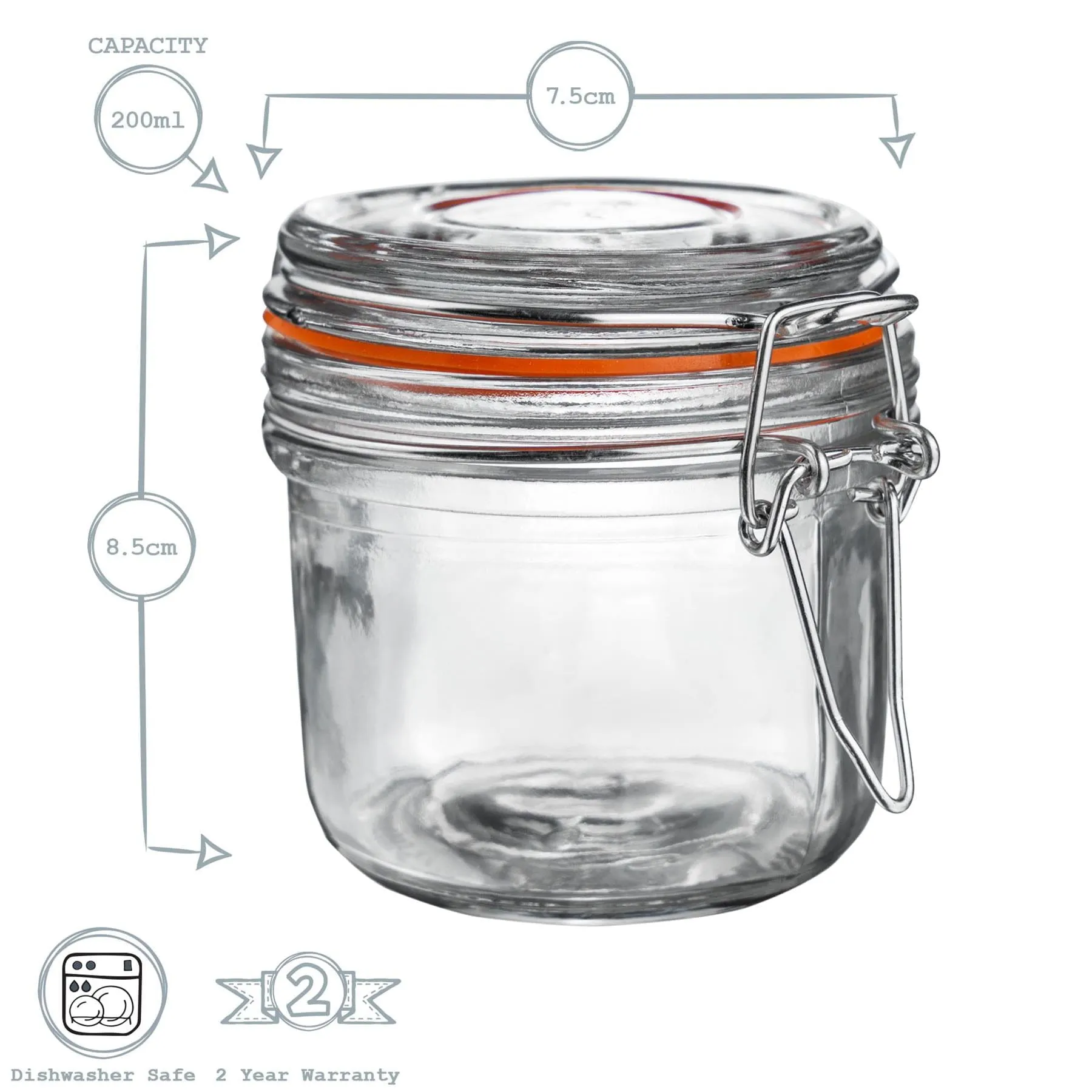 200ml Classic Glass Storage Jar   Four Free Coloured Seals