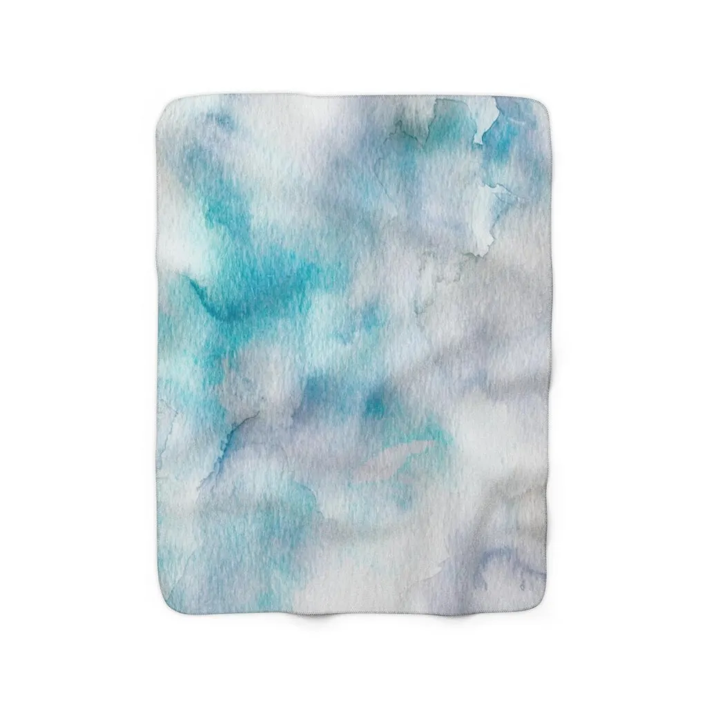 Abstract Comfy Blanket | Turquoise White Ombre