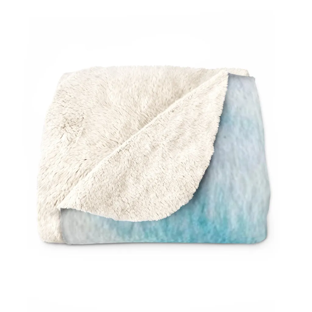 Abstract Comfy Blanket | Turquoise White Ombre