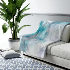 Abstract Comfy Blanket | Turquoise White Ombre