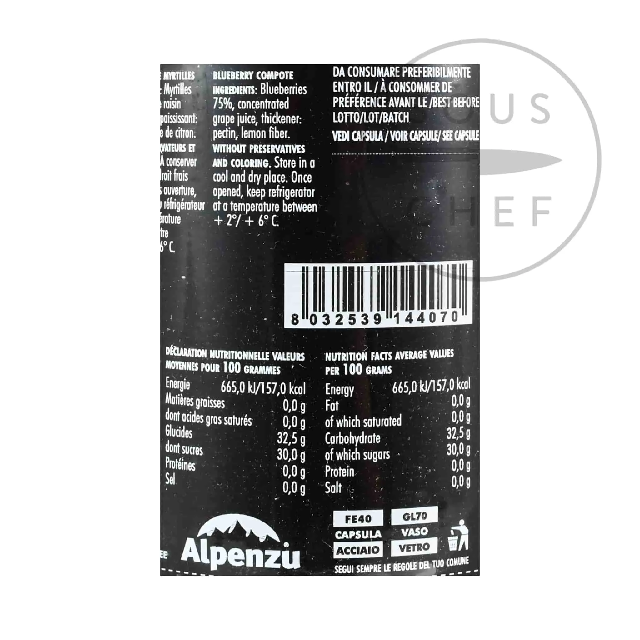Alpenzu Blueberry Preserve 100% Fruit Jam, 350g