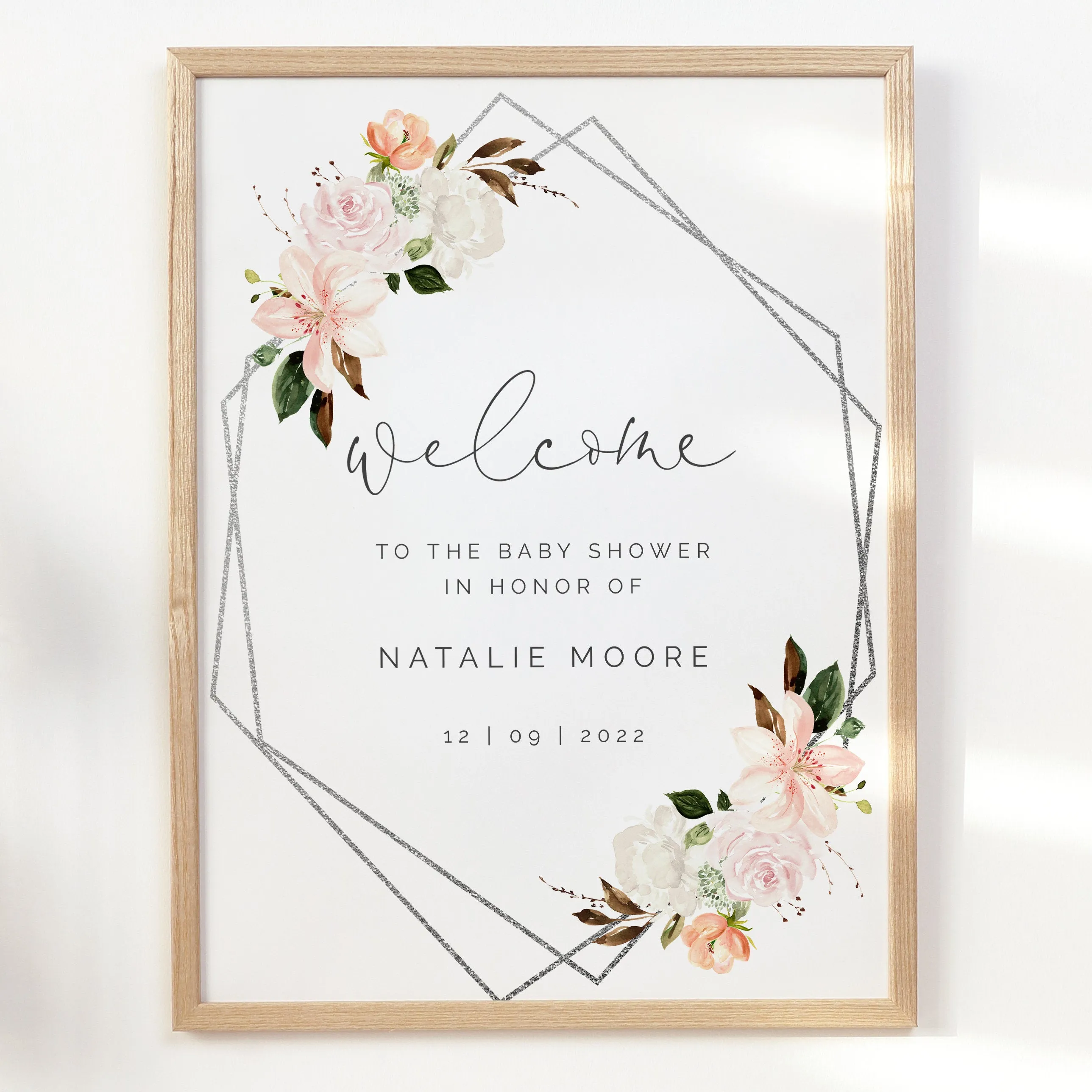 Autumn Floral Geometric Baby Shower Welcome Sign