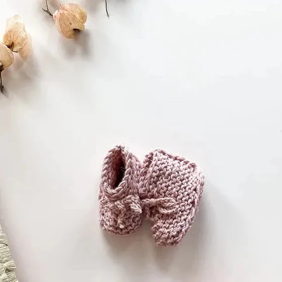 Baby Booties | Hand Knitted | French Rose | Petit Evelina