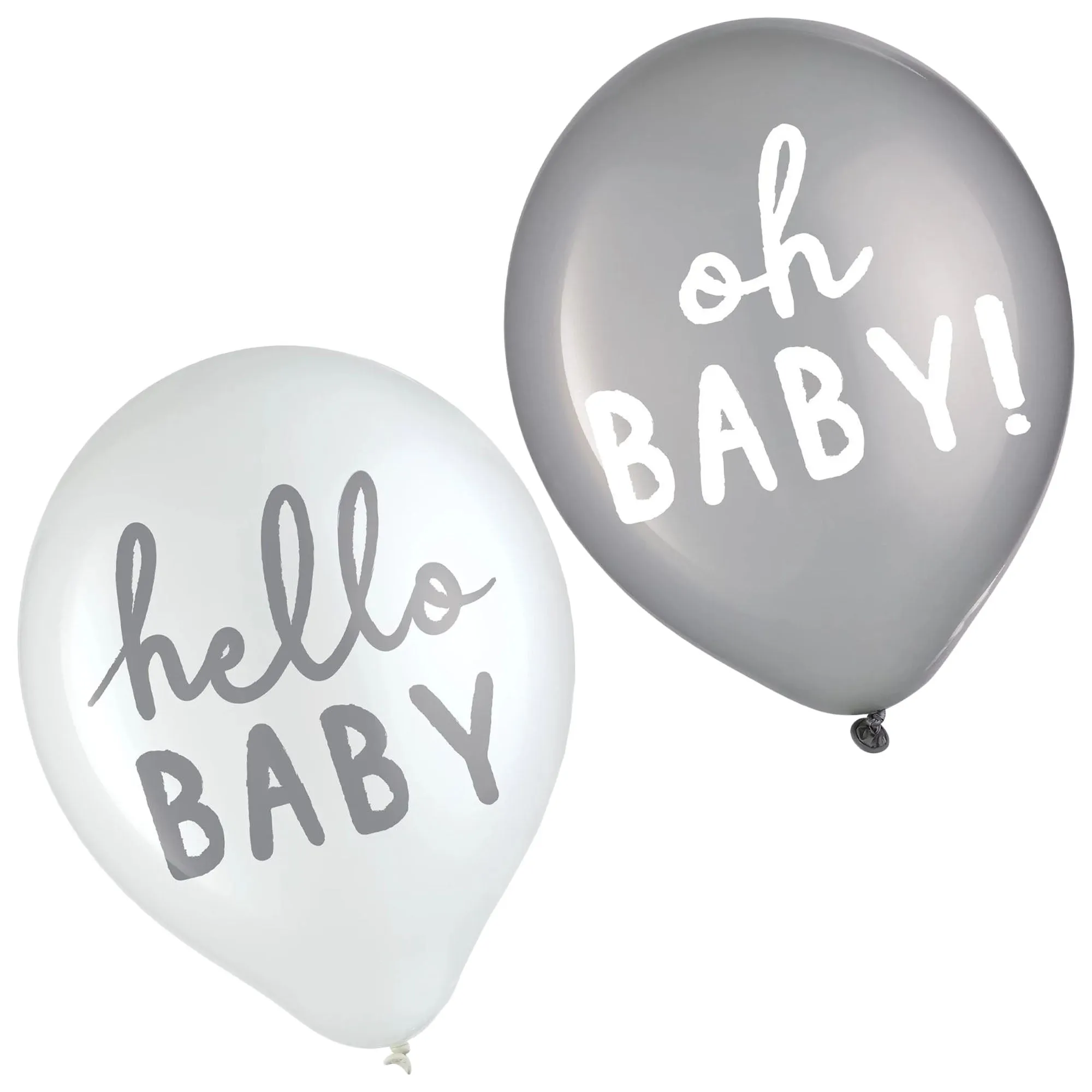 Baby Shower Party Supplies Hello Baby Gray & White Latex Party Decorations, 30 Count