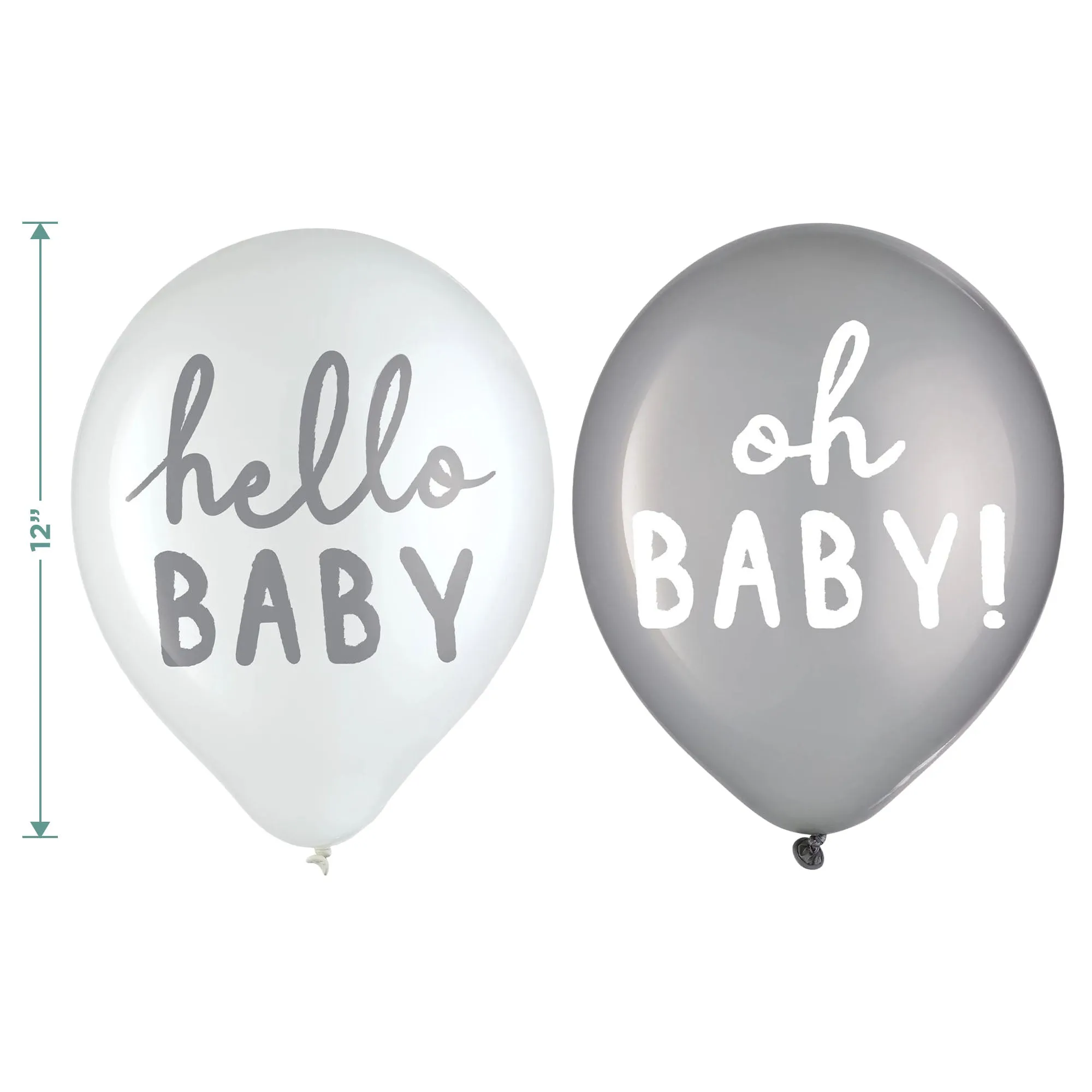 Baby Shower Party Supplies Hello Baby Gray & White Latex Party Decorations, 30 Count