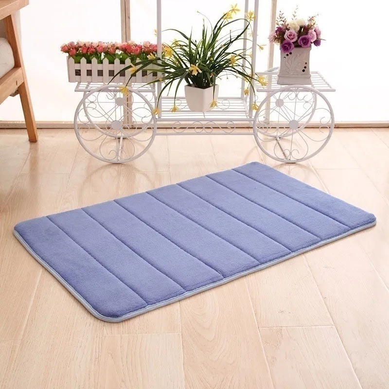 Bath Mat Bathroom Carpet Water Absorption Rug Shaggy Vertical Stripes Memory Foam Bathroom Mat Kitchen Floor Carpet