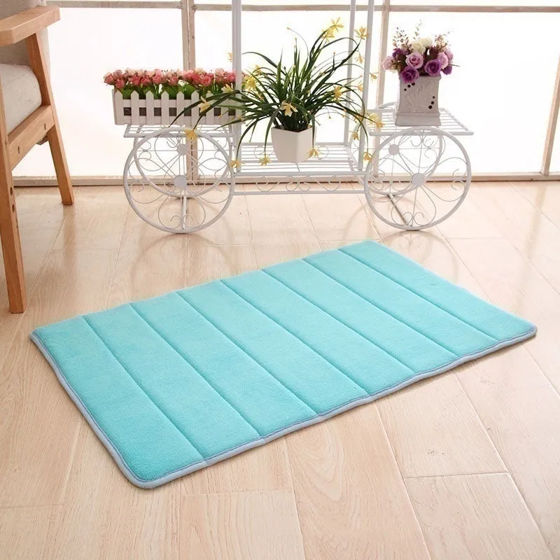 Bath Mat Bathroom Carpet Water Absorption Rug Shaggy Vertical Stripes Memory Foam Bathroom Mat Kitchen Floor Carpet