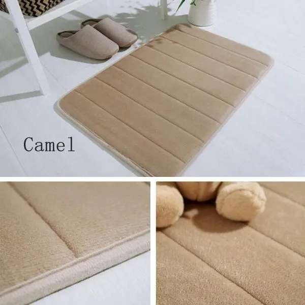 Bath Mat Bathroom Carpet Water Absorption Rug Shaggy Vertical Stripes Memory Foam Bathroom Mat Kitchen Floor Carpet