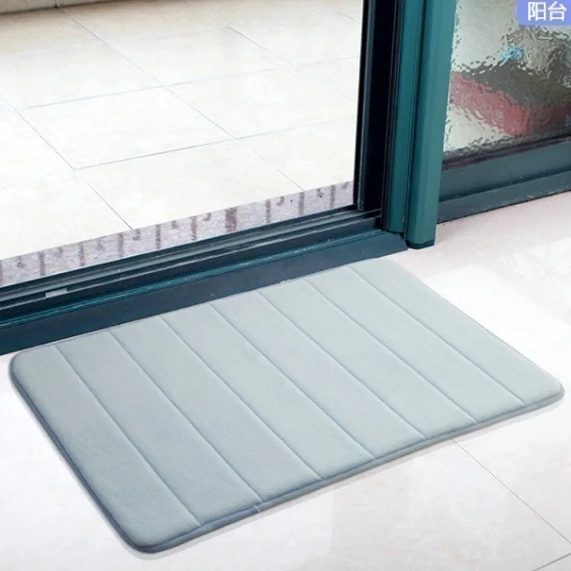 Bath Mat Bathroom Carpet Water Absorption Rug Shaggy Vertical Stripes Memory Foam Bathroom Mat Kitchen Floor Carpet