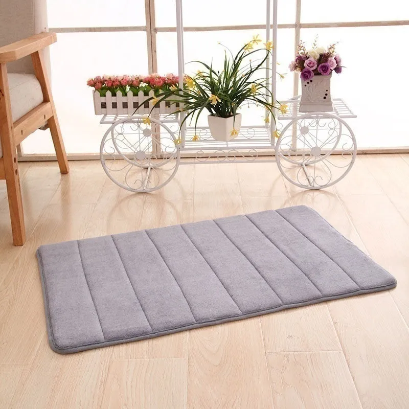Bath Mat Bathroom Carpet Water Absorption Rug Shaggy Vertical Stripes Memory Foam Bathroom Mat Kitchen Floor Carpet