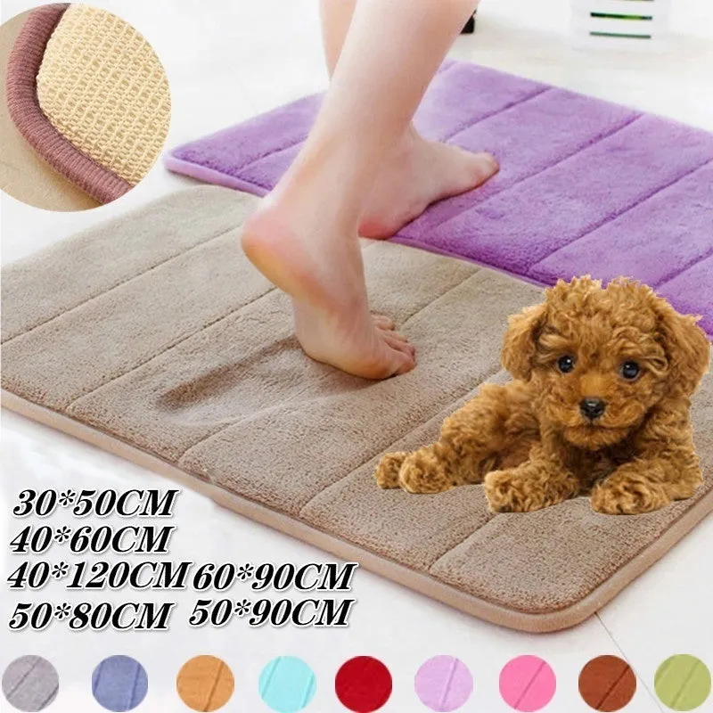 Bath Mat Bathroom Carpet Water Absorption Rug Shaggy Vertical Stripes Memory Foam Bathroom Mat Kitchen Floor Carpet