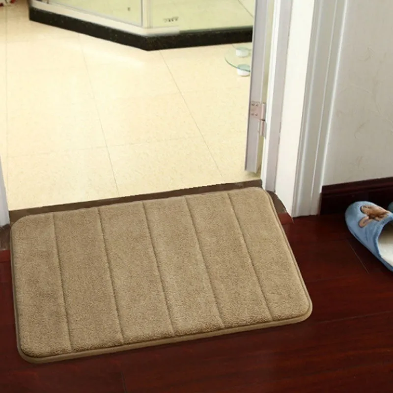 Bath Mat Bathroom Carpet Water Absorption Rug Shaggy Vertical Stripes Memory Foam Bathroom Mat Kitchen Floor Carpet