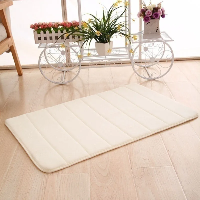 Bath Mat Bathroom Carpet Water Absorption Rug Shaggy Vertical Stripes Memory Foam Bathroom Mat Kitchen Floor Carpet