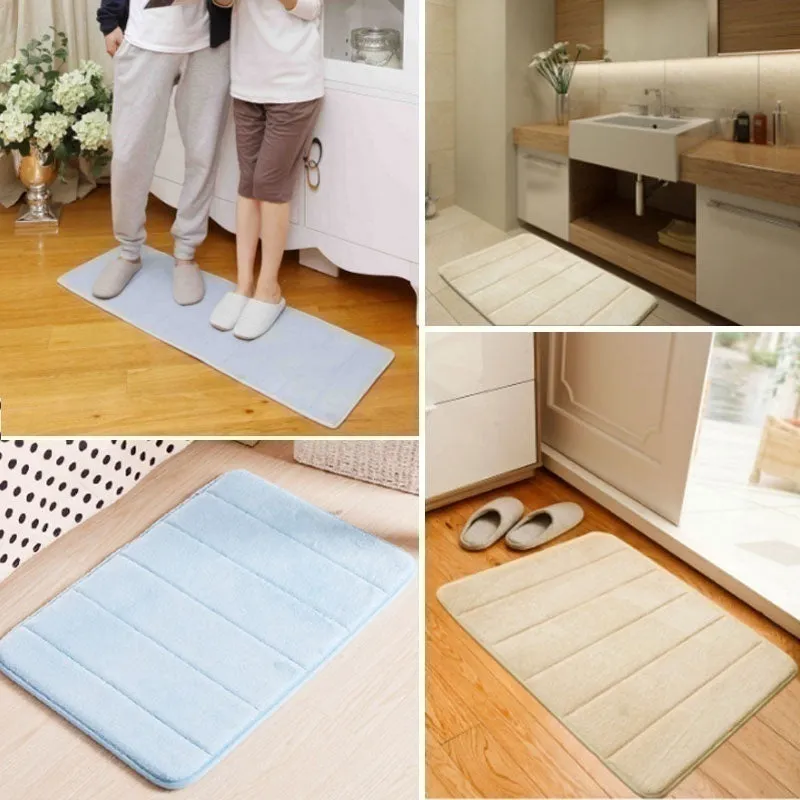 Bath Mat Bathroom Carpet Water Absorption Rug Shaggy Vertical Stripes Memory Foam Bathroom Mat Kitchen Floor Carpet