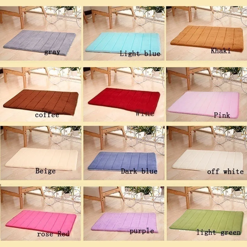 Bath Mat Bathroom Carpet Water Absorption Rug Shaggy Vertical Stripes Memory Foam Bathroom Mat Kitchen Floor Carpet