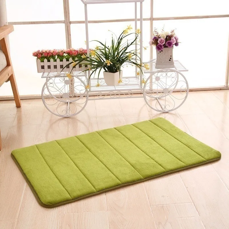 Bath Mat Bathroom Carpet Water Absorption Rug Shaggy Vertical Stripes Memory Foam Bathroom Mat Kitchen Floor Carpet