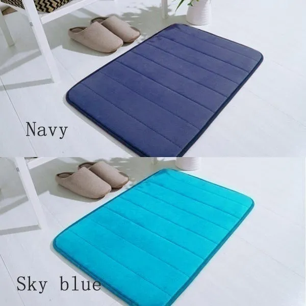 Bath Mat Bathroom Carpet Water Absorption Rug Shaggy Vertical Stripes Memory Foam Bathroom Mat Kitchen Floor Carpet