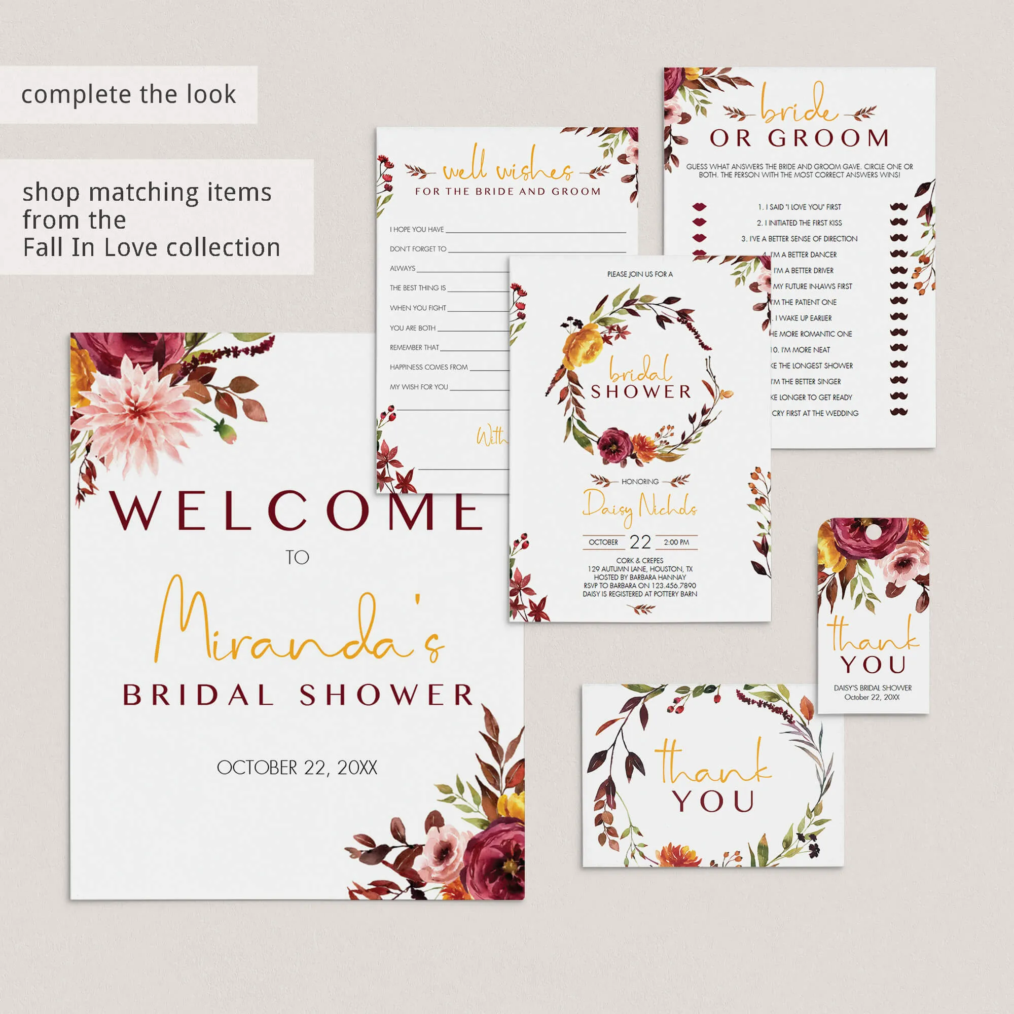 Boho Bridal Shower Welcome Poster Editable Template
