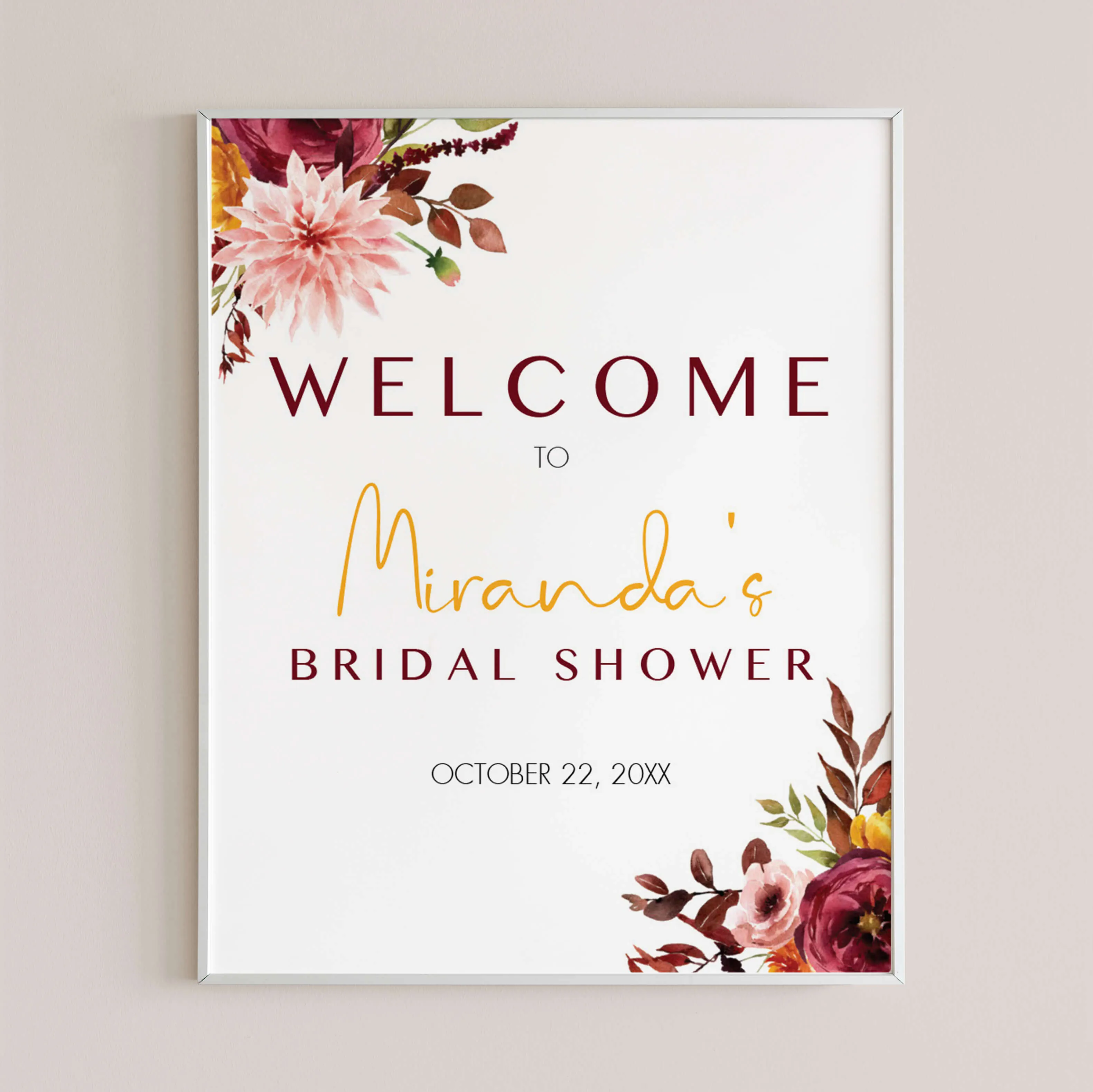 Boho Bridal Shower Welcome Poster Editable Template