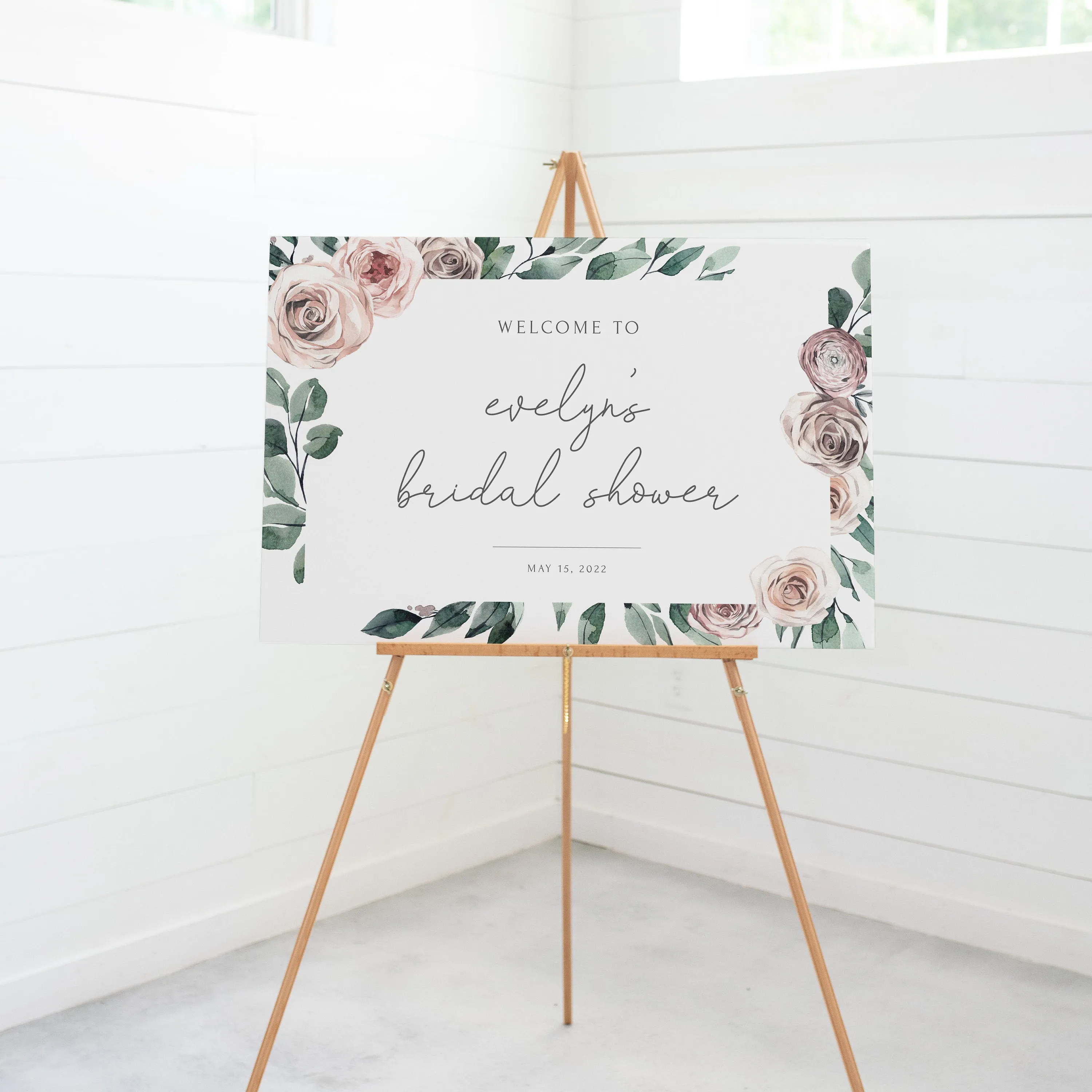 Boho Rose Welcome To Bridal Shower Sign Template, Printable Large Welcome Sign, Editable INSTANT DOWNLOAD - BR100