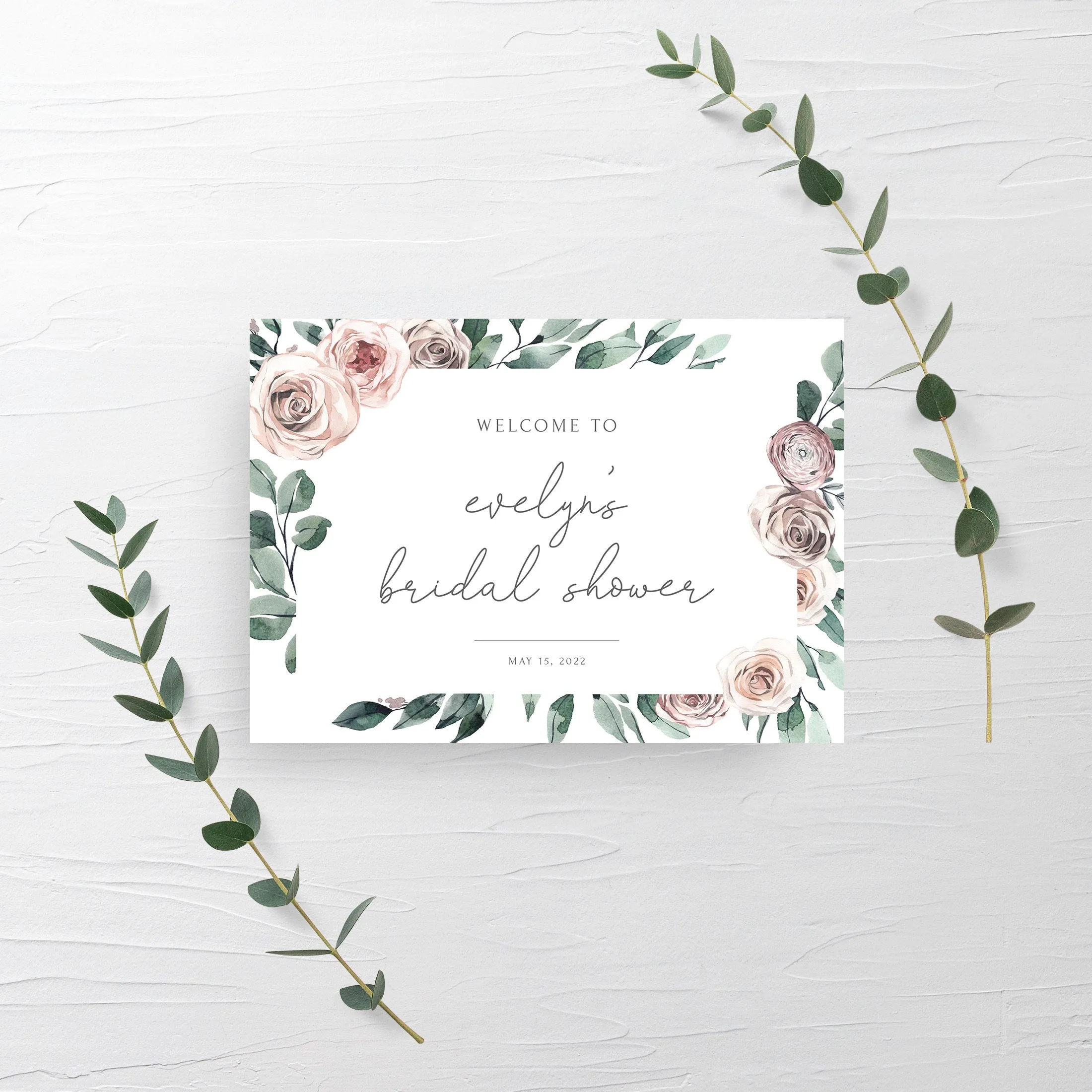 Boho Rose Welcome To Bridal Shower Sign Template, Printable Large Welcome Sign, Editable INSTANT DOWNLOAD - BR100