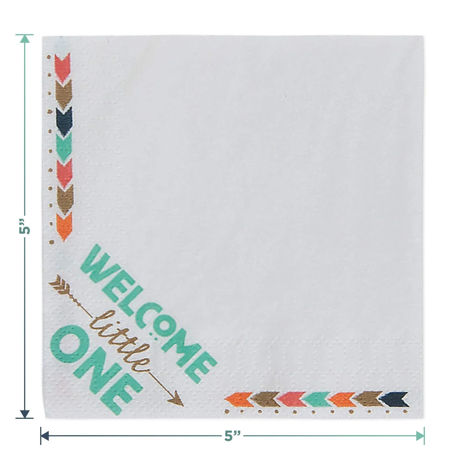 Boho Tribal Party Supplies - Rustic Teal Paper Dessert Plates and Tribal Arrow Beverage Napkins (Serves 16)