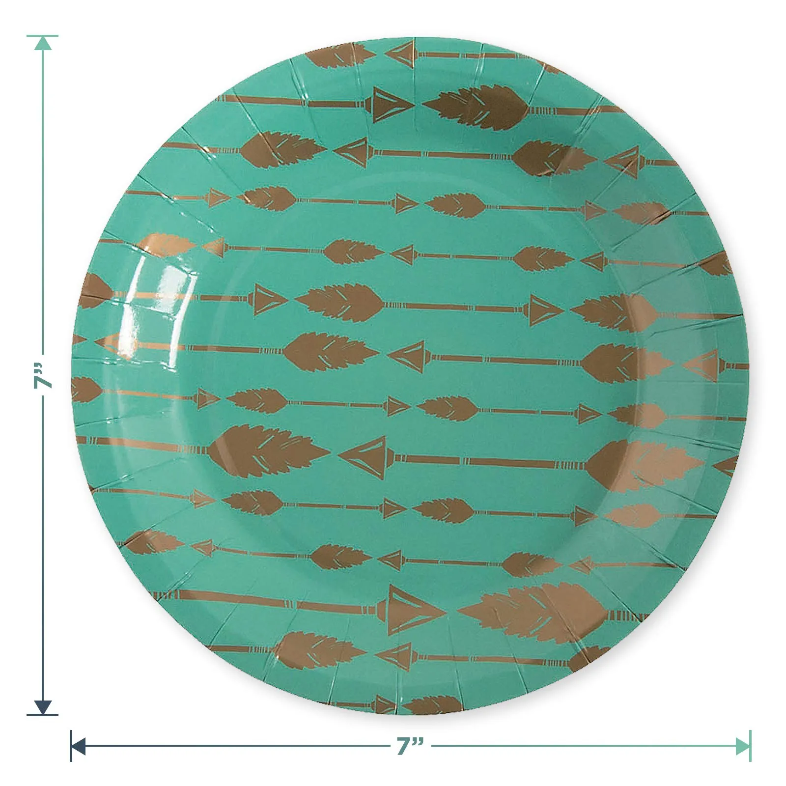 Boho Tribal Party Supplies - Rustic Teal Paper Dessert Plates and Tribal Arrow Beverage Napkins (Serves 16)