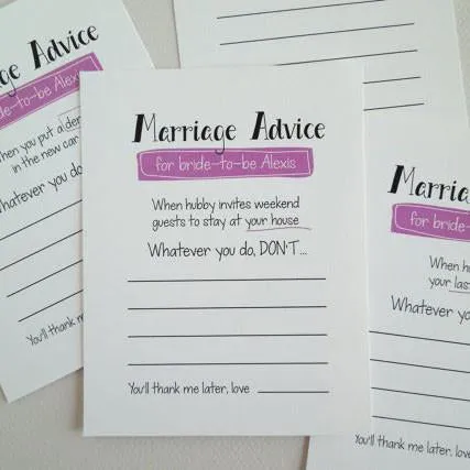 Bridal Shower Advice Game