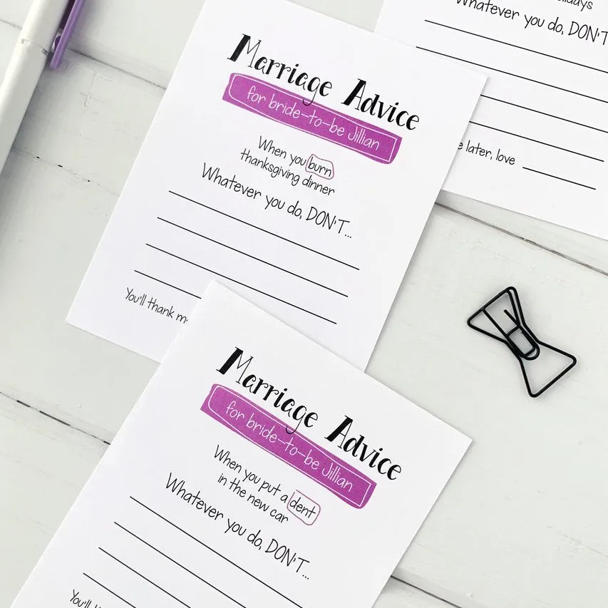 Bridal Shower Advice Game
