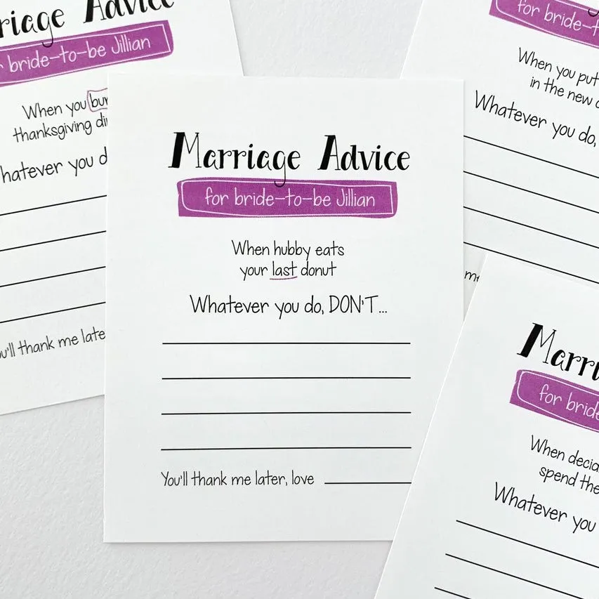 Bridal Shower Advice Game