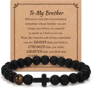 Brother Gifts from Sister, Christian Cross Bracelet Brothers Gift for Birthday Christmas Valentines Graduation Gifts for Big Brother Adult
