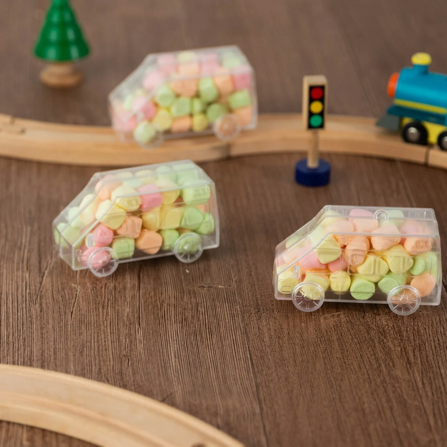 Bus Shaped Acrylic Candy Boxes 16 Pack 2.04"x4.13"x1.65" P