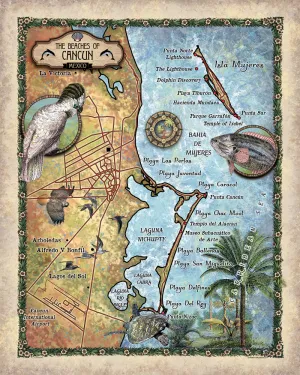 Cancun Mexico Historic Map Art Blanket Throw Soft Sherpa Fleece Vintage Warm Blanket For Bed Sofa Couch Gift & Winter Travel