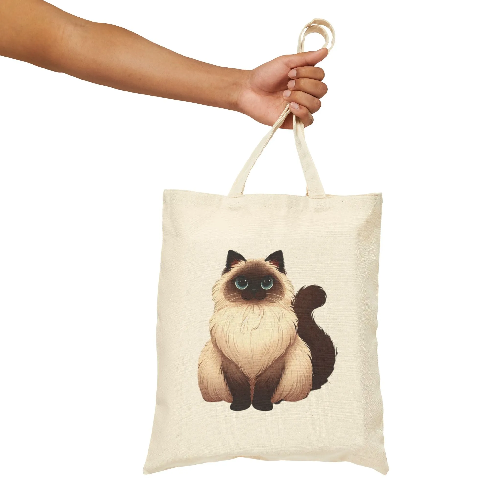 Canvas Tote Bag - Fluffy Siamese Cat Lambert Design