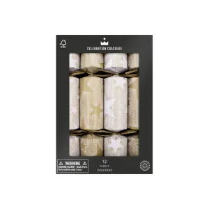 Celebration Crackers Golden Stars Christmas Crackers 30cm (Set of 12)