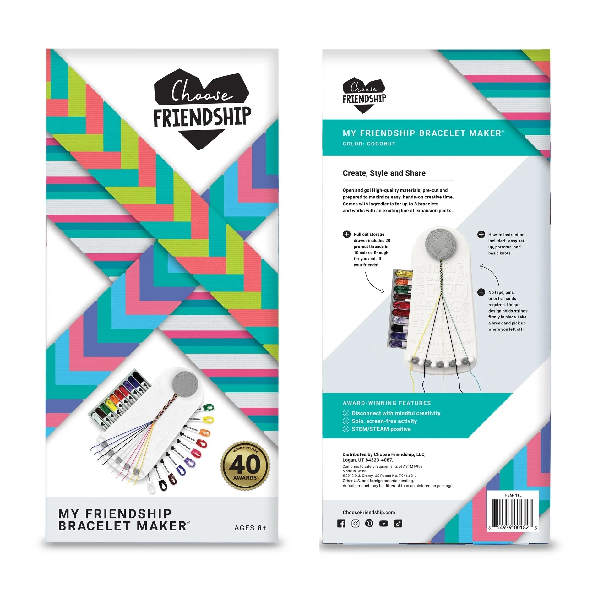 Choose Friendship My Friendship Bracelet Maker, 20 Pre-Cut Threads - Neutral