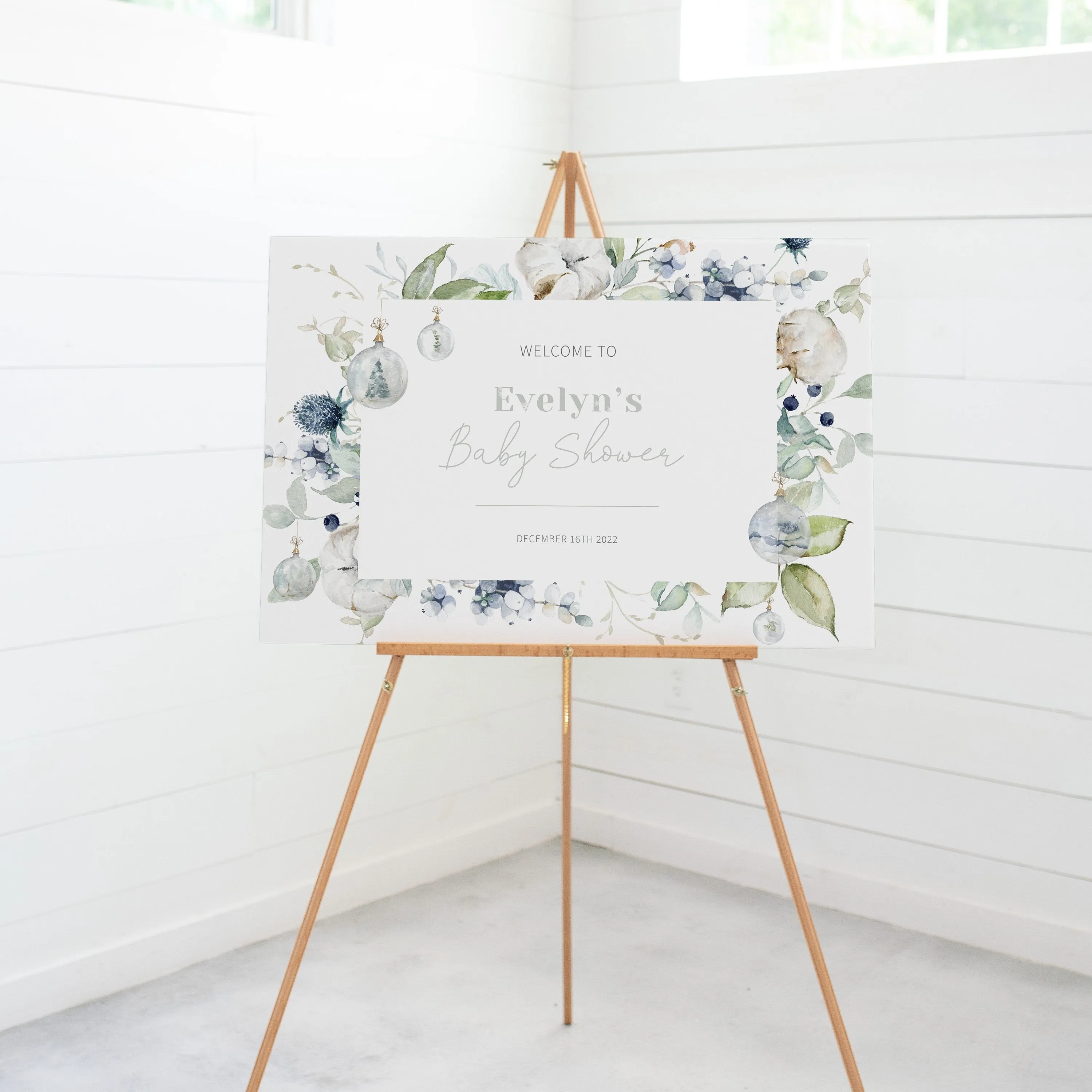 Christmas Baby Shower Welcome Sign Template, Printable Large Pastel Winter Welcome Sign, Editable INSTANT DOWNLOAD - AW100
