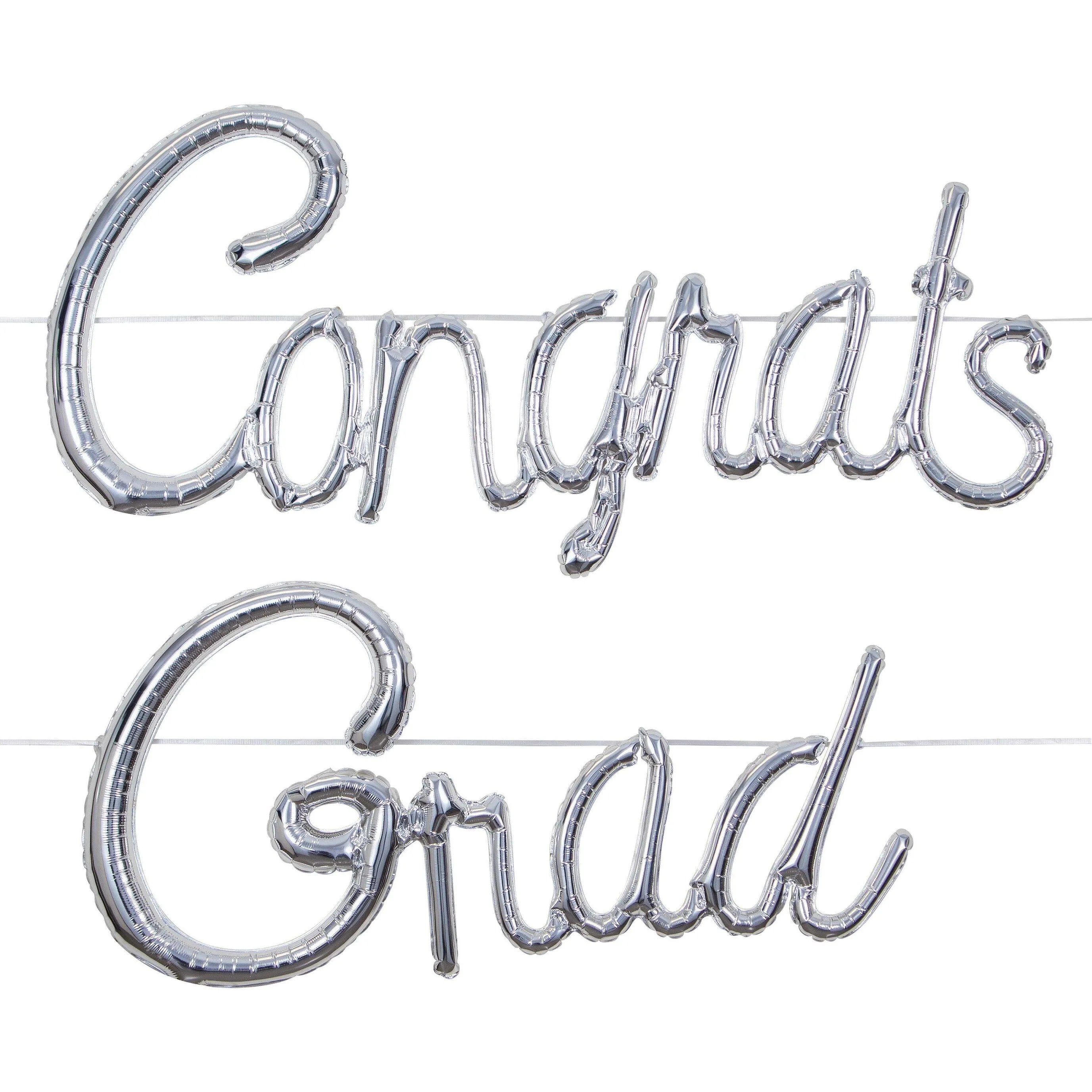 CONGRATS GRAD SILVER BALLOON BANNER