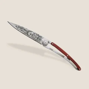 Coral Wood and Lion Ornate Decorative Pocket Knife