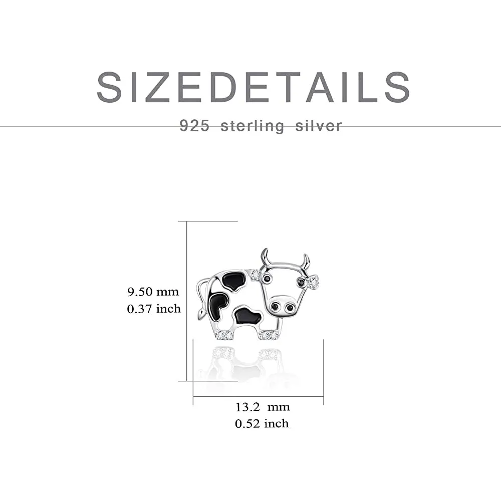 Cow Earrings 925 Sterling Silver Cow Stud Earrings for Women Cow Gifts for Birthday