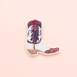 Cowboy Boot Magnet - Maroon and White