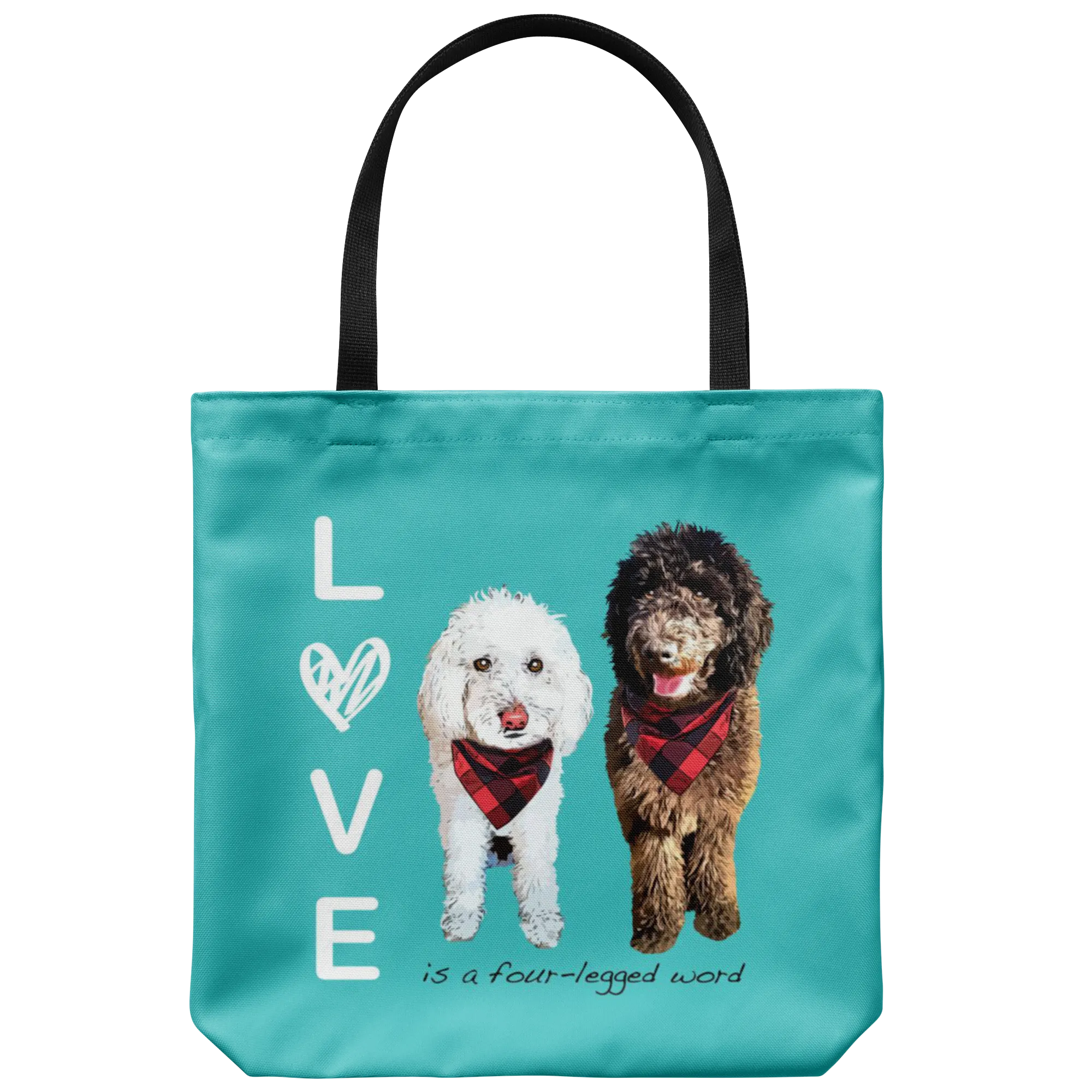 Custom Pet Portrait - LOVE is a four legged Word Tote Bag